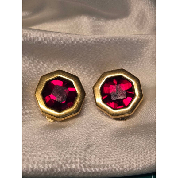 Women's Swarovski Clip Earrings Red Gold - Picture 8 of 9